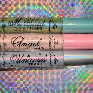 Too Faced Mermaid, Angel, and Unicorn Tears Lipsticks